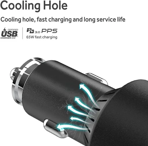 Vista 3 de BoxWave - Cargador de coche compatible con Samsung Galaxy Tab A7 Lite - Paquete de cargador de coche PD (65W), adaptador de cable de entrega