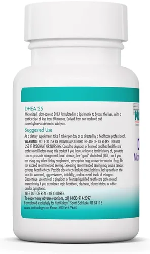 Vista 3 de Nutricology Dhea 25 mg comprimidos de liberación sostenida, 60