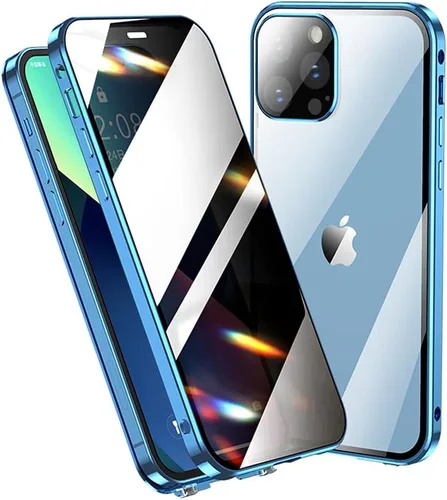 Vista 8 de Funda antiespía compatible con iPhone 12 Pro con protector de lente de cámara, pantalla de privacidad, cubierta de vidrio de aleación de aluminio