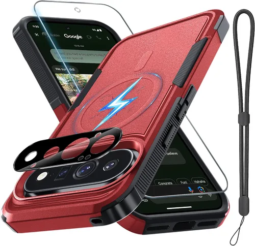 Vista 21 de Funda para Google Pixel 9A, de cuerpo completo, resistente, a prueba de golpes, con correa de cordón, protector de pantalla de vidrio templado