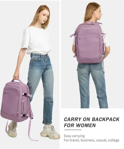 Vista 8 de Mochila de viaje para mujeres y hombres, mochila aprobada para vuelos de 40 L, bolsa de viaje para artículos personales con múltiples bolsillos