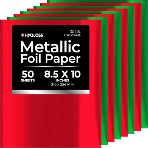 Vista 15 de Hygloss Papel Metálico - 288 Hojas 8 Colores Surtidos de Papel Metálico - 8.5x10 Pulgadas - Papel Metálico Ideal para Manualidades - Hojas de Papel