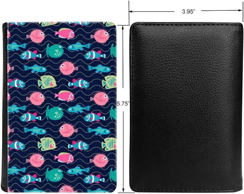 Vista 2 de PU Leather Passport Holder Travel Wallet RFID Blocking Card Case Cover With Unique