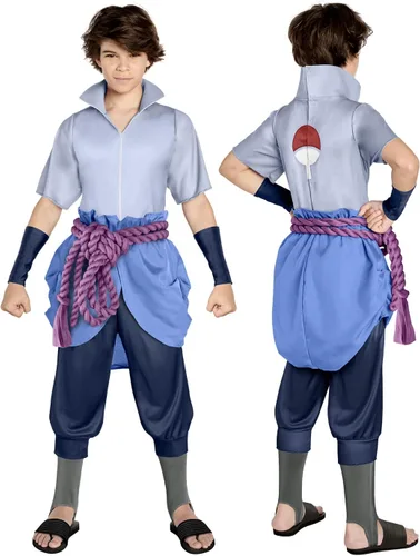 Vista 3 de InSpirit Designs Disfraz de Naruto Sasuke para niños, multicolor