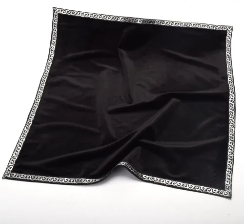 Vista 5 de BLESSUME Mantel de tarot de altar adivinación Wicca cuadrado de terciopelo con bolsa de tarot negro