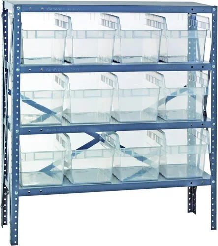 Vista 171 de Quantum QSBU-245BK Heavy Duty Shelving Unit with (7) Shelves and (24) QUS245 Black Bins for Garage Warehouse Storage Distribution 400 lb Load