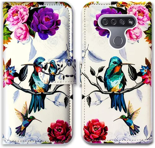 Vista 11 de Bcov Funda para LG K51/LG Reflect (LM-K500), diseño de libélula colorida funda de piel con tapa y ranura para tarjeta soporte para LG K51/LG Q51