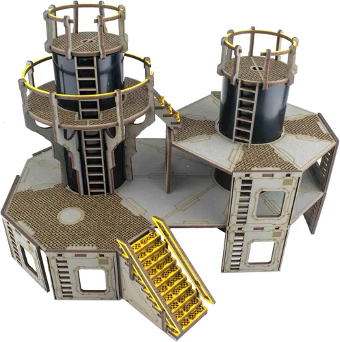 Vista 3 de War World Gaming Industry of War Refinery 1 – Prepintado – 1.102 in Sci-Fi Wargaming Terrain Modelo Diorama Scenery Sci-Fi Batalla Mesa Guerra