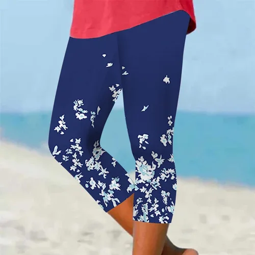 Vista 2 de Featur - Leggings de yoga recortados para mujer, cintura alta, pantalones capri elásticos con costuras de encaje, talla grande, pantalones