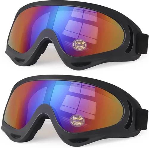 Vista 9 de Gafas de motocicleta para niños, 2 paquetes de gafas para cuatrimoto, motocross, esquí, gafas de carreras todoterreno para niños, gafas anti-UV, a
