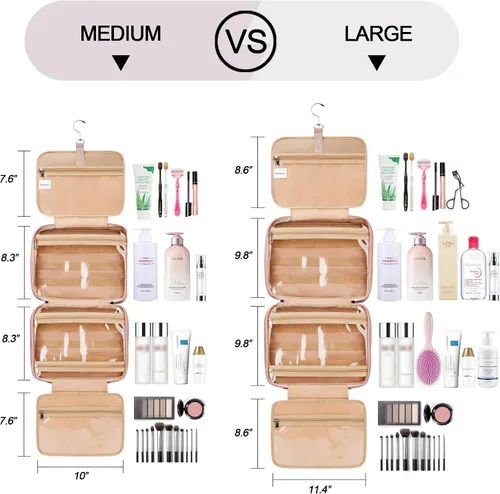 Vista 6 de Bolsa de aseo colgante de viaje para mujeres y hombres, con 6 cubiertas de botellas de silicona a prueba de fugas, accesorios impermeables