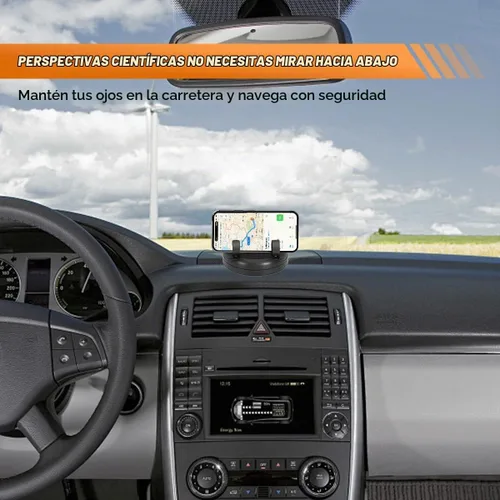 Vista 6 de Soporte para teléfono de coche, soporte giratorio ajustable de 360° para salpicadero con placa de estacionamiento, soporte autoadhesivo