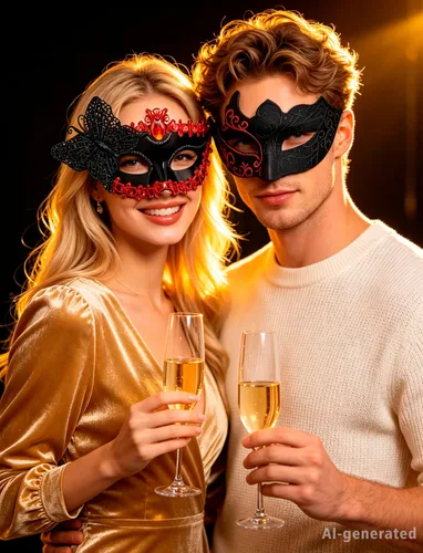 Vista 7 de SIQUK Juego de 8 máscaras para parejas, máscara veneciana para disfraz