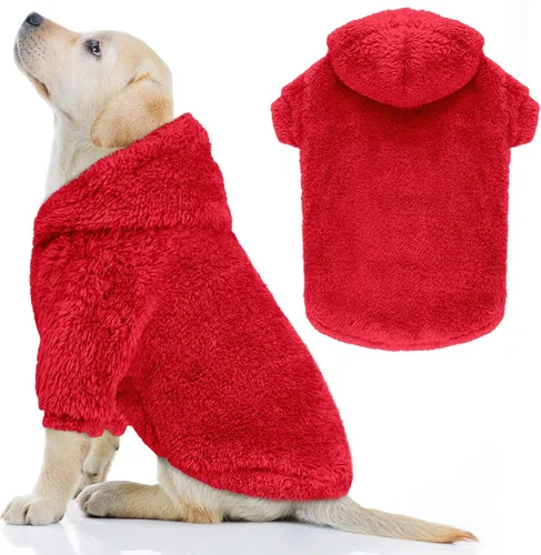 Vista 21 de Suéteres de vellón y sherpa para perros pequeños, mullidos, suaves, de doble cara, afelpados, con capucha, negro, XS