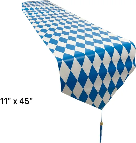 Vista 3 de Camino de mesa de plástico para el Oktoberfest bávaro, suministros para fiesta de Oktoberfest de 11 x 45 pulgadas, perfecto para hombres y mujeres