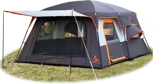 Vista 17 de KTT Extra Large Tent 8-10-12-14 Person(A),Family Cabin Tents,2 Rooms,3 Doors and 3 Windows with Mesh,Straight Wall,Waterproof,Double Layer,Big Tent