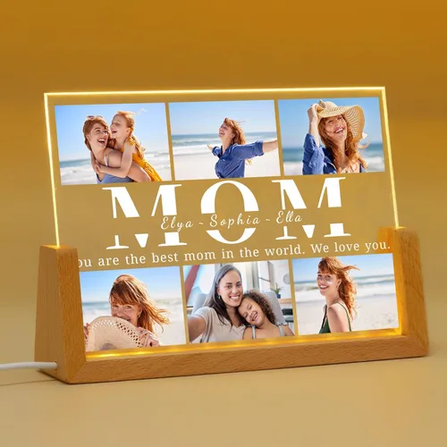 Vista 8 de Marco de fotos personalizado con foto, placa acrílica personalizada con base de luz nocturna LED, regalos de cumpleaños de aniversario para familia