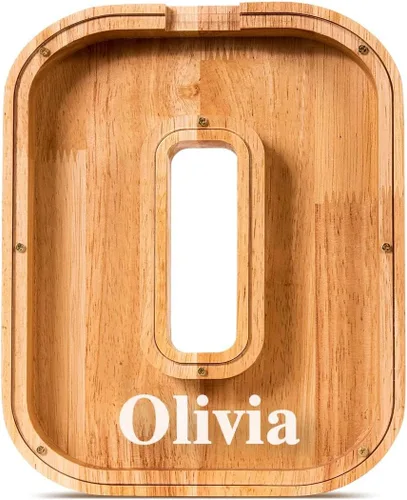 Vista 89 de SummiDate Alcancía de madera de letra para niños y niñas, Alfabeto, personalizada, regalo de cumpleaños y pascua para niños (A)