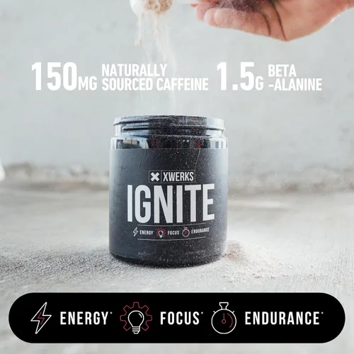 Vista 4 de Xwerks Ignite - Polvo de preentrenamiento para hombres y mujeres, polvo natural de bebida energética preentrenamiento, fórmula keto sin gluten