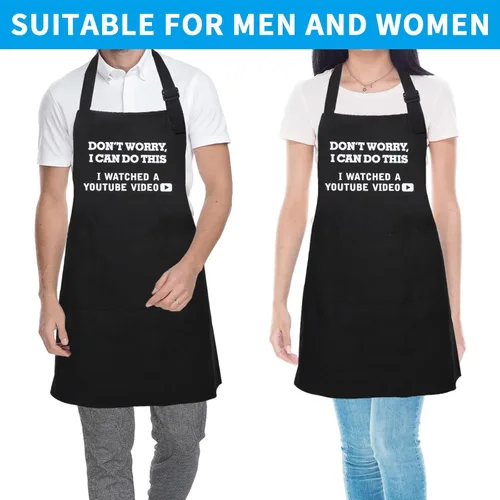Vista 4 de Delantales divertidos para hombres, regalos divertidos personalizados para hombres, delantal de chef para cocinar a la parrilla, regalos