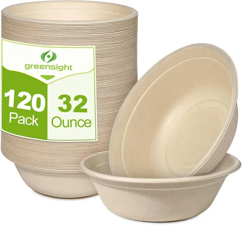 Vista 13 de Greensight Cuencos de papel compostables de 12 onzas, paquete de 200 resistentes, hechos de fibras de caña de azúcar Eco-friendly Biodegradable