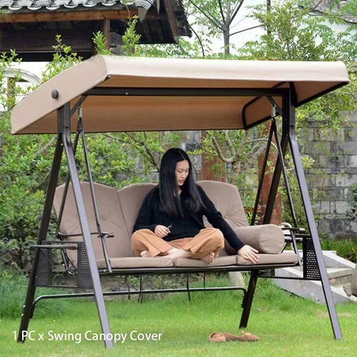 Vista 4 de Toldo de repuesto para asiento de columpio de jardín, cubierta de toldo de columpio de 3 plazas, cubierta superior impermeable para silla columpio