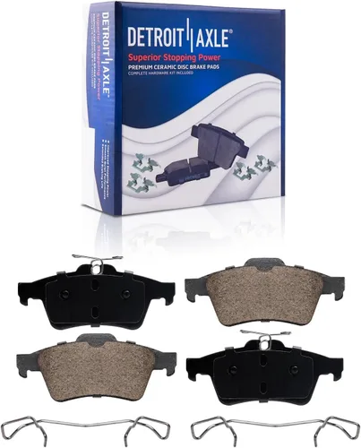 Vista 34 de Detroit Axle - Pastillas de freno para Ford F-150 99-03, 02 Lincoln Blackwood, Pastillas de freno de cerámica delanteras y traseras con repuesto