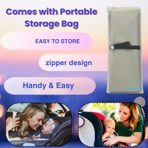 Vista 3 de Funda de parasol para asiento de automóvil para bebé con bolsa de almacenamiento gratuita incluida, protector de calor para asiento de automóvil