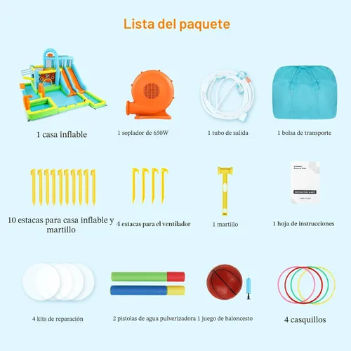 Vista 7 de JOYLDIAS 10 in1 tobogán acuático inflable gigante casa de lujo resistente 10 en 1