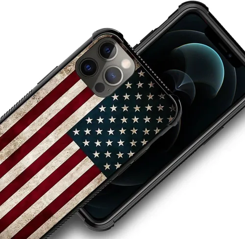 Vista 2 de Funda protectora de TPU resistente compatible con iPhone 11 Pro Max, diseño de bandera americana K1, resistente a arañazos y golpes, para iPhone 11