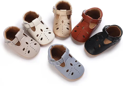 Vista 2 de SOFMUO Zapatos deportivos de cuero con cordones para bebés, niños y niñas, suela de goma suave, mocasines Oxford para recién nacidos