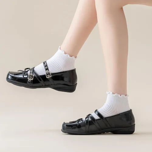 Vista 2 de Mcool Mary Calcetines tobilleros con volantes para mujer, paquete de 6 Blanco