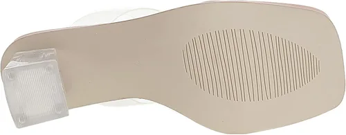 Vista 7 de vivianly Sandalias de tacón transparente para mujer, tacones gruesos transparentes, sin espalda, puntera abierta, sin cordones, zapatos de vestir