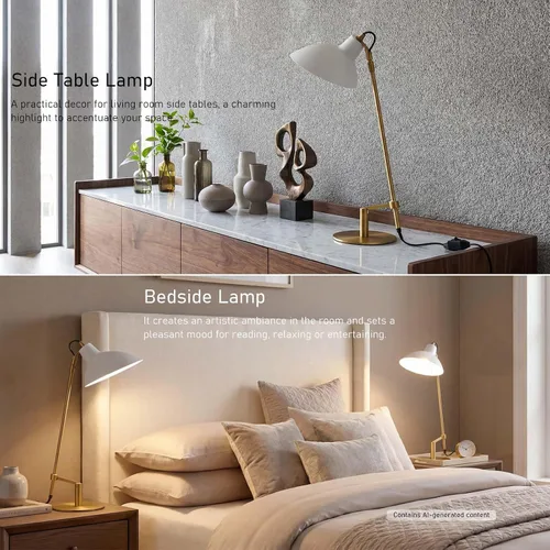 Vista 5 de Desk Lamp Modern Industrial 100% Metal Adjustable Table Lamp 24", Natural Light (4000K) with Dimmer, Ideal for Office Bedroom Study Room Living Room