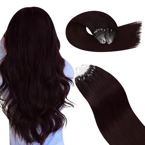Vista 11 de Ugeat - Extensiones de cabello humano con microanillo, 14 pulgadas, extensiones de cabello Remy con microcuentas de 1 gm/hebra, 50 gms, extensiones