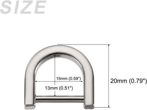 Vista 2 de METALLIXITY Metal D Rings Non-welded D-shaped Ring Buckles for DIY Keychains Card Holders Purse