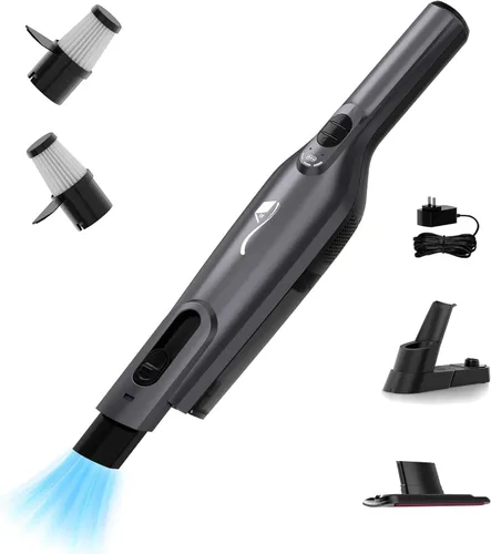 Vista 12 de Aspiradora de mano inalámbrica, ligera y portátil con luz LED, aspiradora de mano recargable con vacío de un solo toque, potente succión