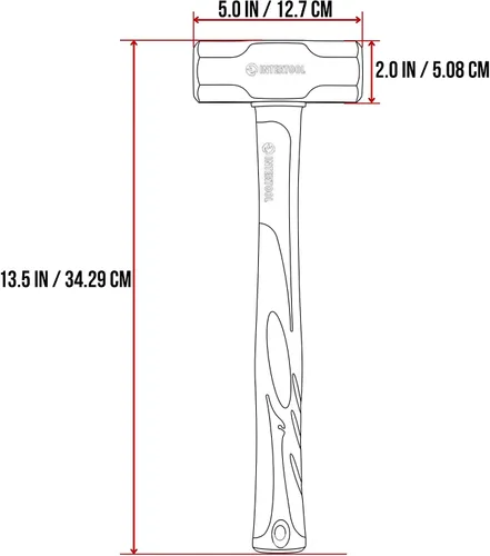 Vista 3 de INTERTOOL Mini martillo de trineo de 3 libras, martillo de perforación/grieta para babosas, martillo pequeño, resistente, con mango antideslizante