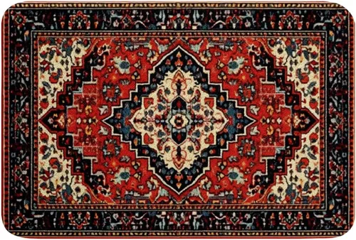 Vista 22 de Erosebridal Alfombras de baño vintage art decó, alfombra de baño antideslizante con medallón oriental rojo, 16 x 24 pulgadas, estilo bohemio, turco