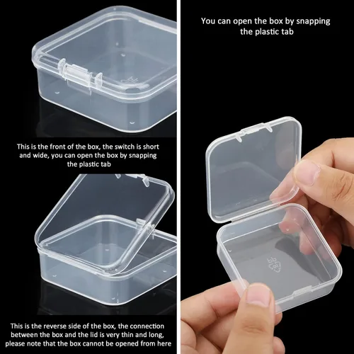 Vista 7 de SATINIOR 100 Piezas Cajas de Almacenamiento de Perlas de Plástico Transparente Cajas Pequeñas Claras con Tapa con Bisagras Estuche de Plástico
