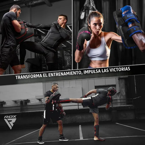 Vista 7 de RDX Almohadillas Tailandesas Curvas Kickboxing Muay Thai con Mango de Agarre Sólido, Cuero de Piel Maya KARA Escudo de Golpes para Rodillas, Codos