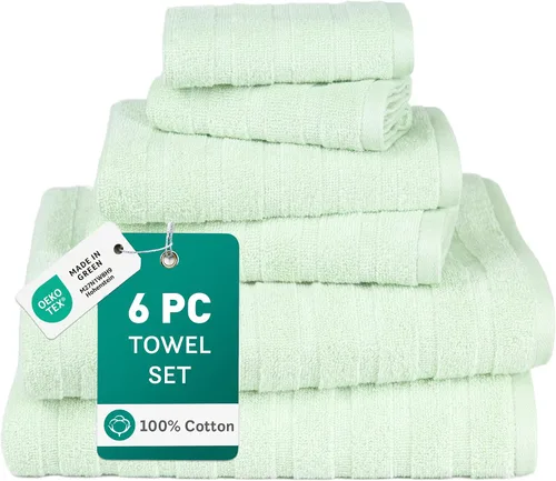 Vista 20 de TRIDENT Juego de 4 toallas de baño beige de secado rápido 100% algodón
