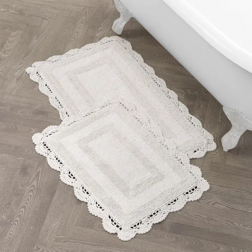 Vista 28 de Laura Ashley Alfombra de baño de algodón de ganchillo 17x24 in, Aqua