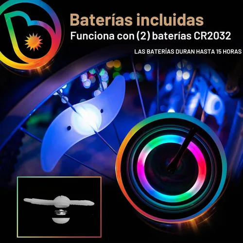 Vista 4 de Brightz SpokeBrightz Luces LED para Rueda de Bicicleta, Pack de 2 - Modos de Cambio de Color y Selección de Color - Ilumina tus Radios - Transforma