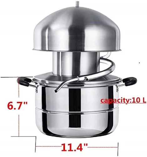 Vista 6 de YUEWO 10L destilador de cervecería Moonshine Still vaporizador máquina de aceite esencial Inicio Brewing olla antiadherente Hacer vino 304 volumen