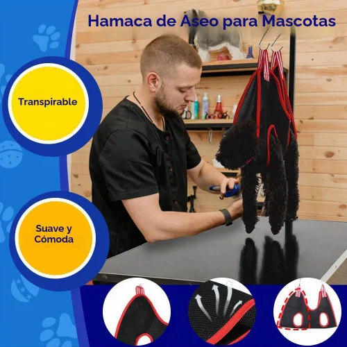 Vista 3 de KELIXU Brazo de aseo para perros con abrazaderas, brazo de mesa de aseo para mascotas con arnés de hamaca y dos soportes para evitar sentarse