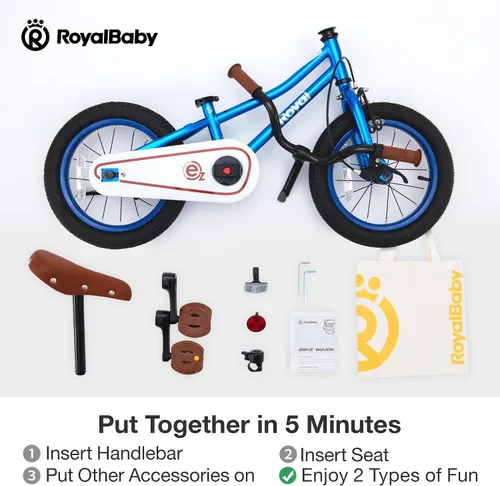 Vista 6 de RoyalBaby - Bicicleta para niños, Terra EZ, bicicleta convertible de equilibrio a pedal, 14, 16 y 18 pulgadas, fácil de aprender a equilibrar