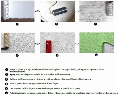 Vista 3 de Bueer - Rodillo decorativo de goma con mango de plástico (7 pulgadas)