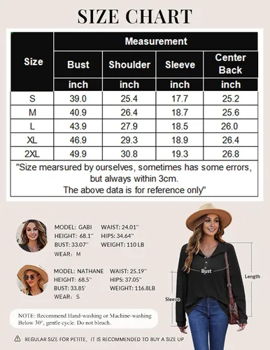 Vista 6 de HOTOUCH Camisas de punto gofre para mujer, blusas casuales con botones y manga larga con cuello