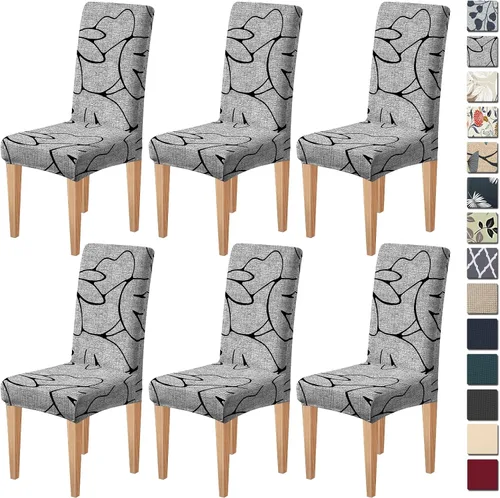 Vista 34 de Dioxide Fundas de Silla de Alto Estirar para Sillas de Comedor, Juego de Fundas de Silla de Comedor Lavables de 4, Fundas de Asiento de Silla